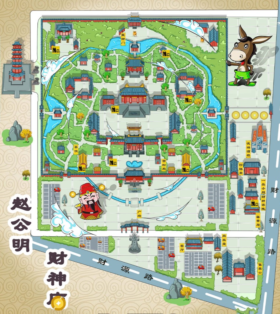 崇川寺庙类手绘地图
